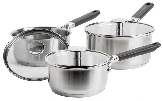 KitchenAid 3pc Classic Stainless Steel Saucepan Set