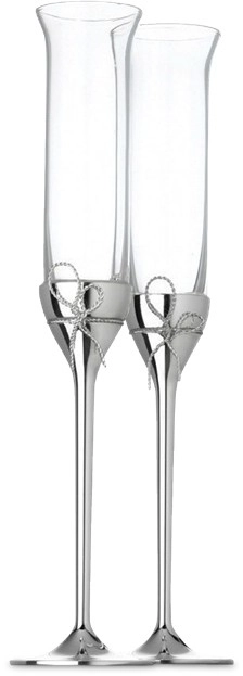 Wedgwood Vera Wang Love Knots Silver Toasting Flute Pair