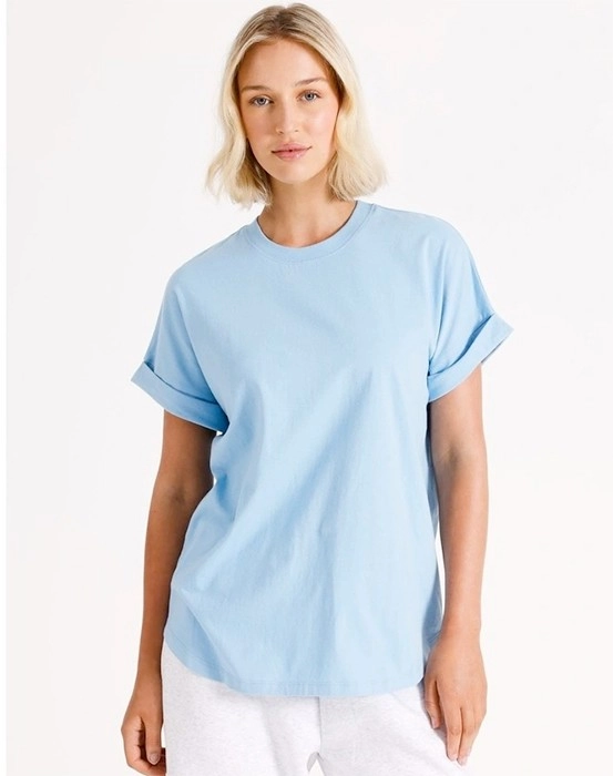 Chloe & Lola Roll Cuff Tee in Dusty Blue