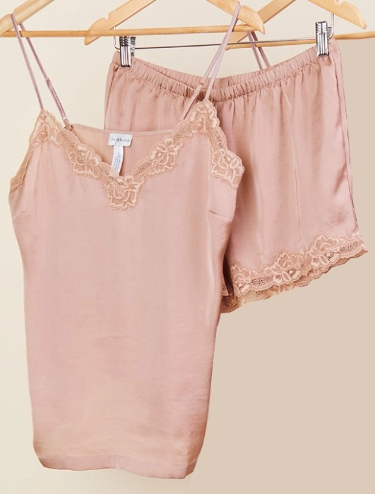 Chloe & Lola Satin Lace Cami Boxer Set