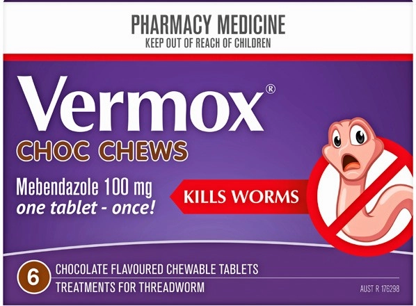 Vermox Choc Chews 6 Chewable Tablets