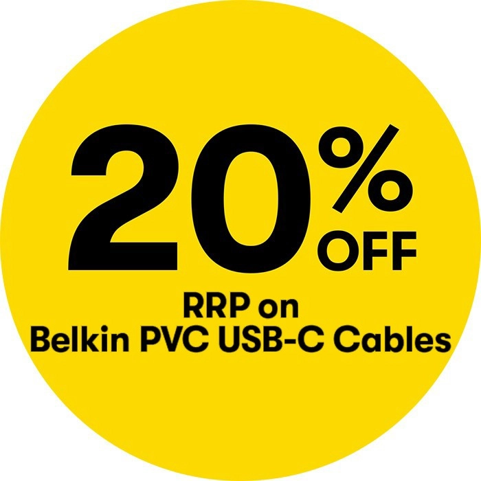 20% off RRP on Belkin PVC USB-C Cables