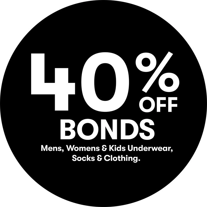 40% off Bonds Mens, Womens & Kids Underwear, Socks & Clothing