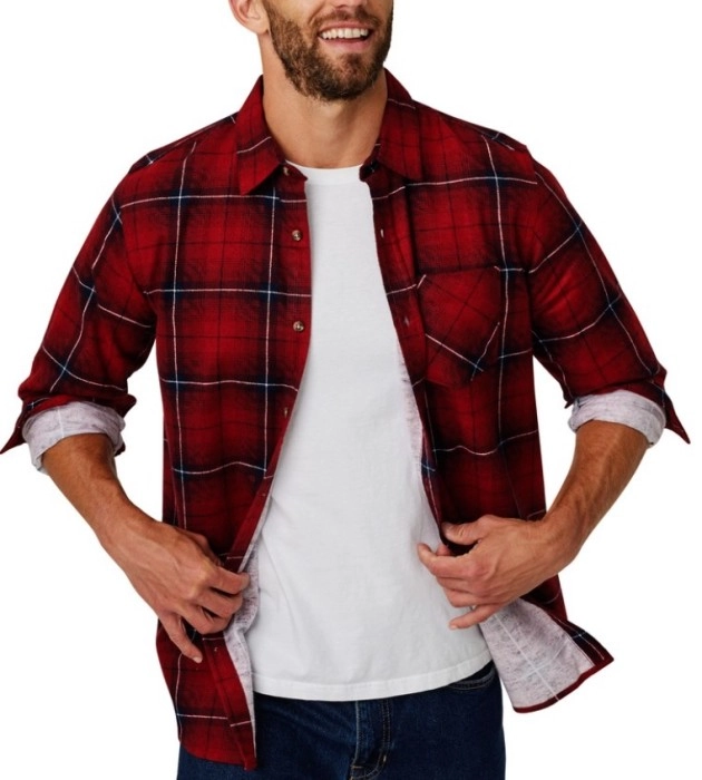 Allgood. Men’s Long Sleeve Flannel Shirt - Dark Red