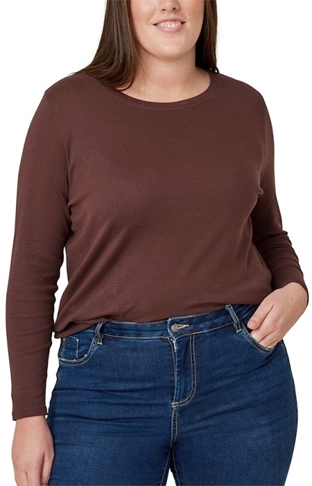 Avella Women’s Long Sleeve Rib Tee - Dark Brown