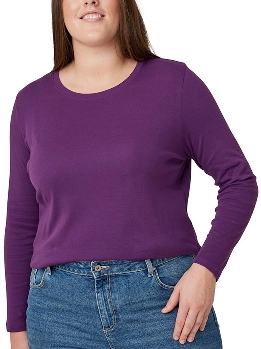 Avella Women’s Long Sleeve Rib Tee - Dark Purple