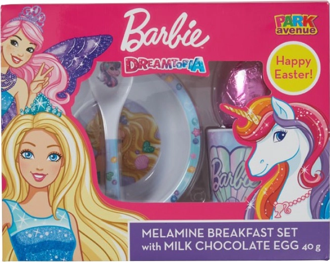 Barbie Assorted Easter Kids Melamine Breakfast Sets with Milk Chocolate Egg 40g