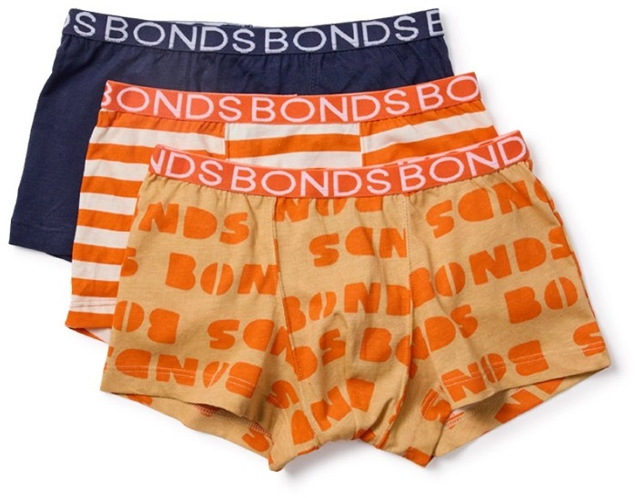 Bonds Kids 3-Pack Trunks - Orange & Navy