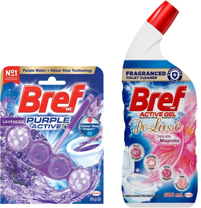 Bref Active Toilet Rim Cleaners 50g or Toilet Gel 600ml^