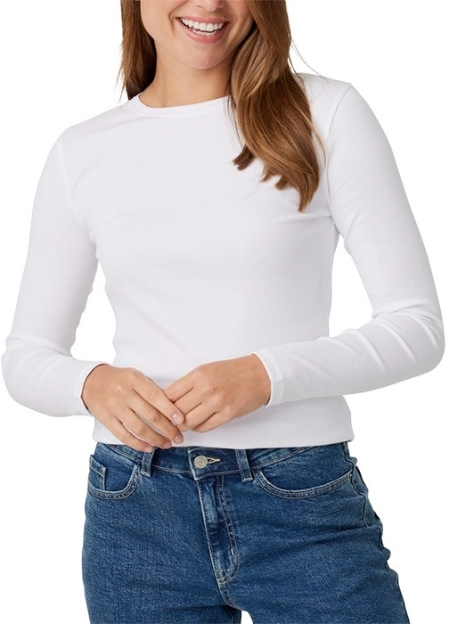 Brilliant Basics Women’s Long Sleeve Stretch Rib Tee - White