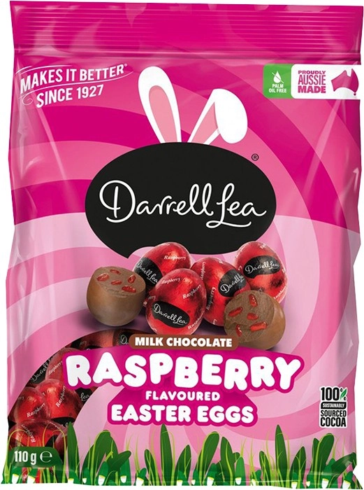 Darrell Lea Milk Chocolate Raspberry Flavoured Easter Eggs 110g