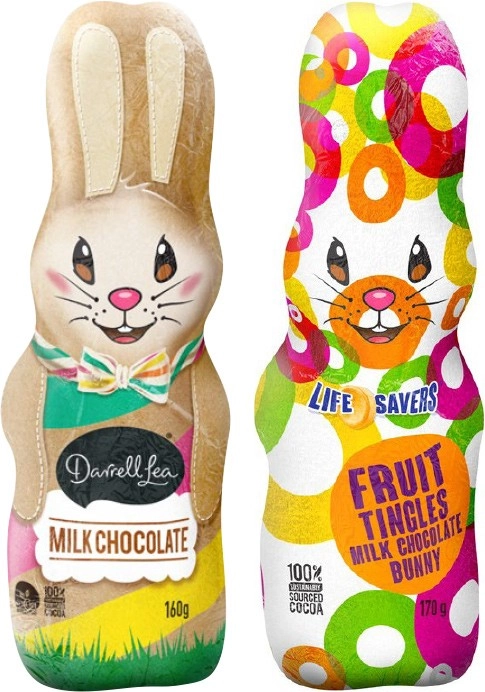 Darrell Lea or Life Savers Assorted Chocolate Easter Bunnies 160g-170g