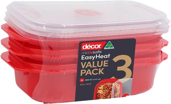 Décor 3-Pack Microsafe Oblong Containers 900ml