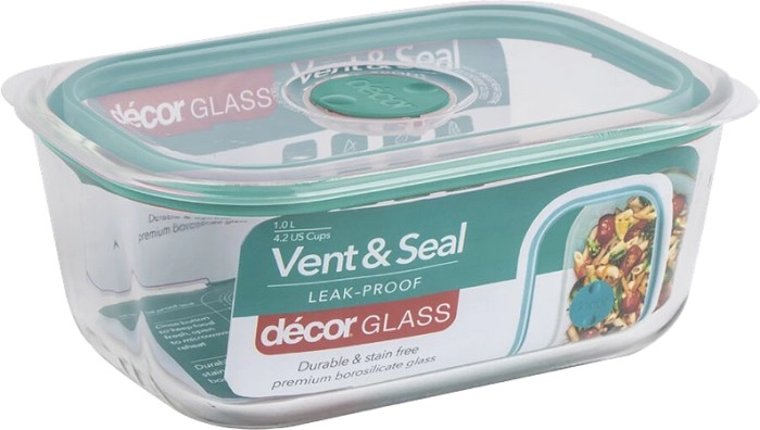 Décor Vent & Seal Glass Oblong 600ml Container