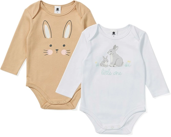 Dymples Baby Long Sleeve Bodysuits Containing Organically Grown Cotton