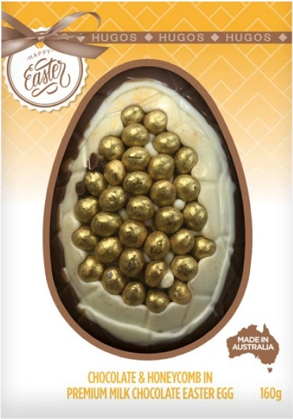 Hugos Gold Honeycomb Easter Egg Gift Box 160g