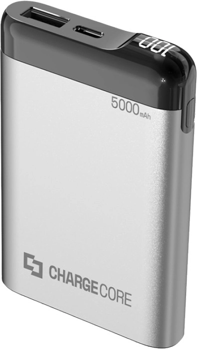 Laser 5000mAh Charge Core Power Bank - Silver