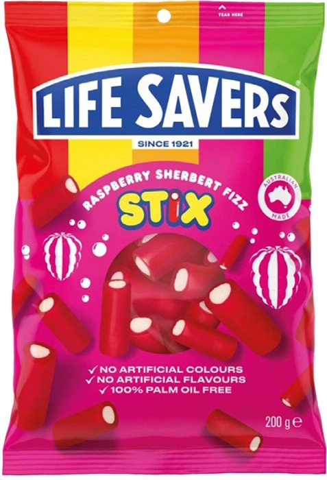 Life Savers Raspberry Sherbert Fizz Stix 200g