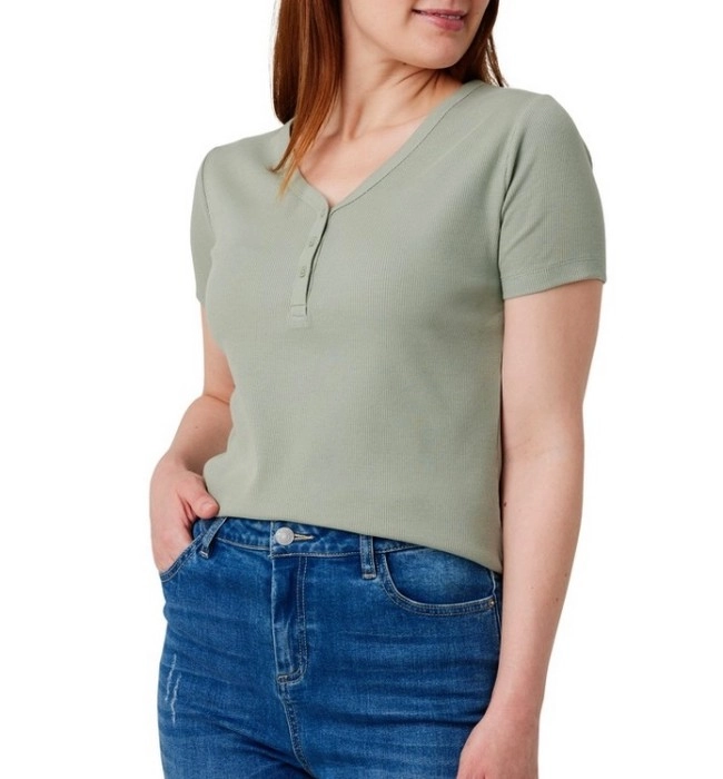 &me Women’s Long Sleeve Henley Top - Sage Green