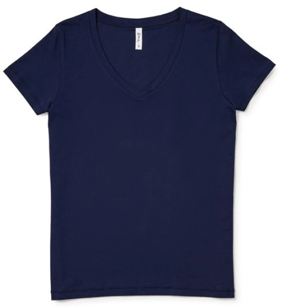 &me Women’s V-Neck Tee Containing Organically Grown Cotton - Navy