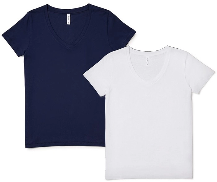 &me Women’s V-Neck Tees Containing Organically Grown Cotton