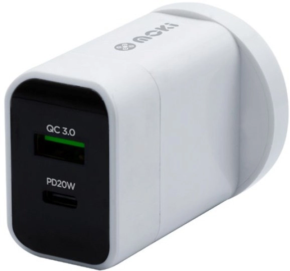 Moki PD 20W Type-C + QC USB 3.0 Wall Charger - White