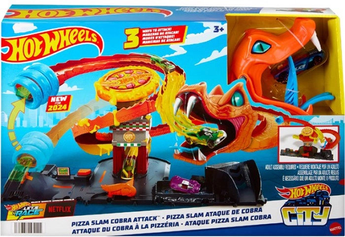 NEW Hot Wheels City Cobra Slam Pizza Attack Playset