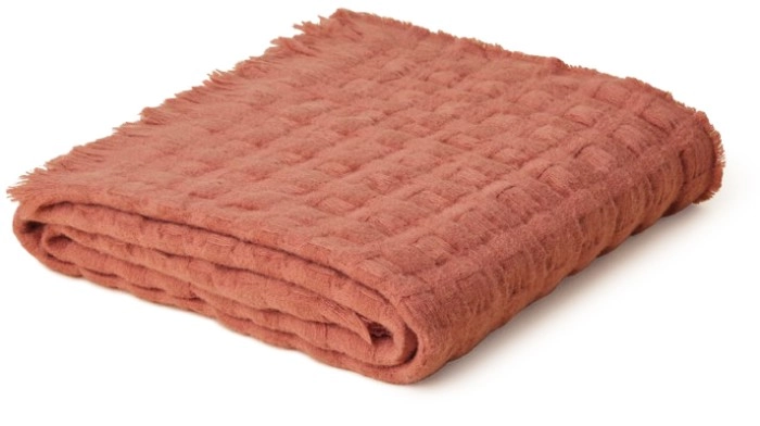 NEW Openook Basket Weave Throw 127cm x 152cm - Brick Dust