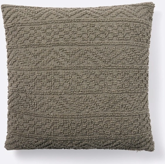 NEW Openook Geo Band Canvas Cushion 43cm x 43cm - Grey