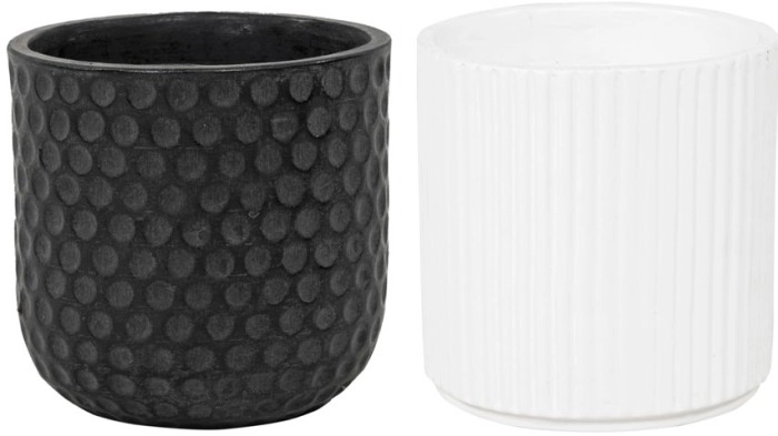 NEW Openook Small Debose Spot - Black or Ribbed - White Pots 14cm x 14cm