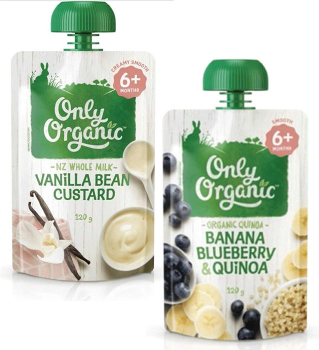 Only Organic Banana Blueberry & Quinoa or Vanilla Bean Custard 6+ Months 120g