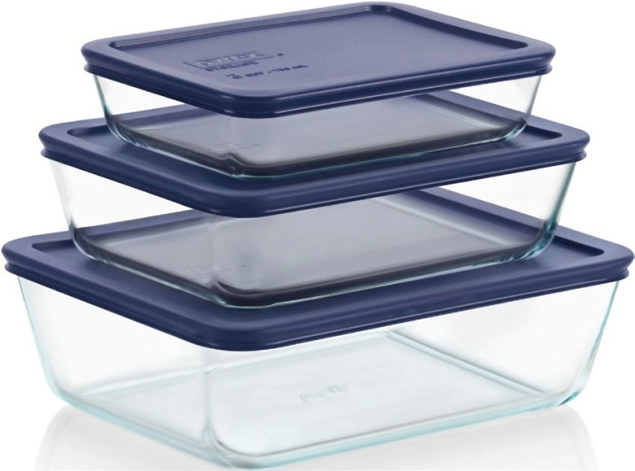 Pyrex Simply Store Blue Lids Rectangle Set