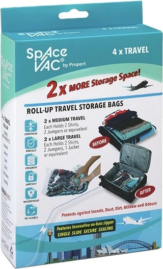 Space Vac 4-Pack Travel Vacuum-Seal Storage Bags