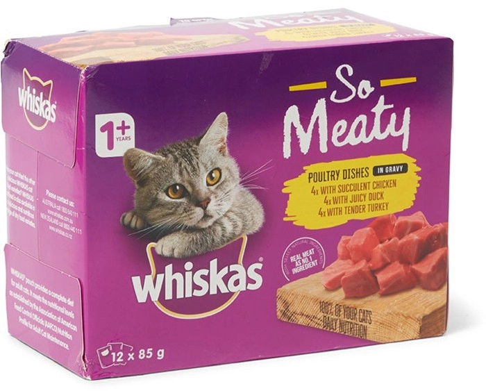 Whiskas 12-Pack Cat Food Pouch So Meaty 85g