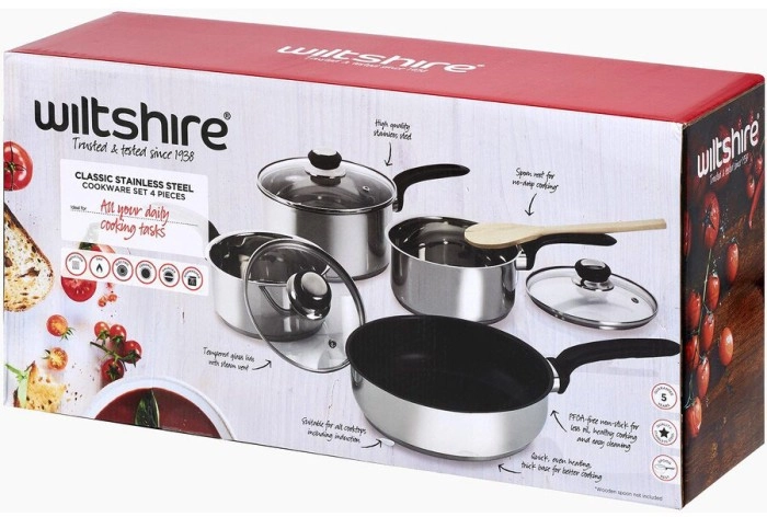 Wiltshire 4-Piece Classic Stainless Steel Cookware Set