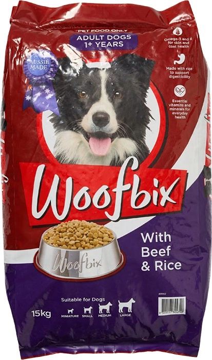 Woofbix Dry Dog Food 15kg - Beef & Rice