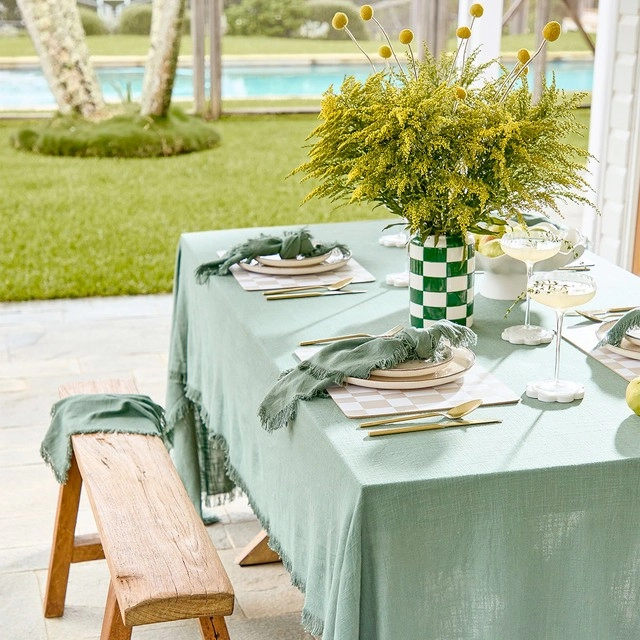 Ashra Fringed Jadeite Table Linen Range by M.U.S.E.