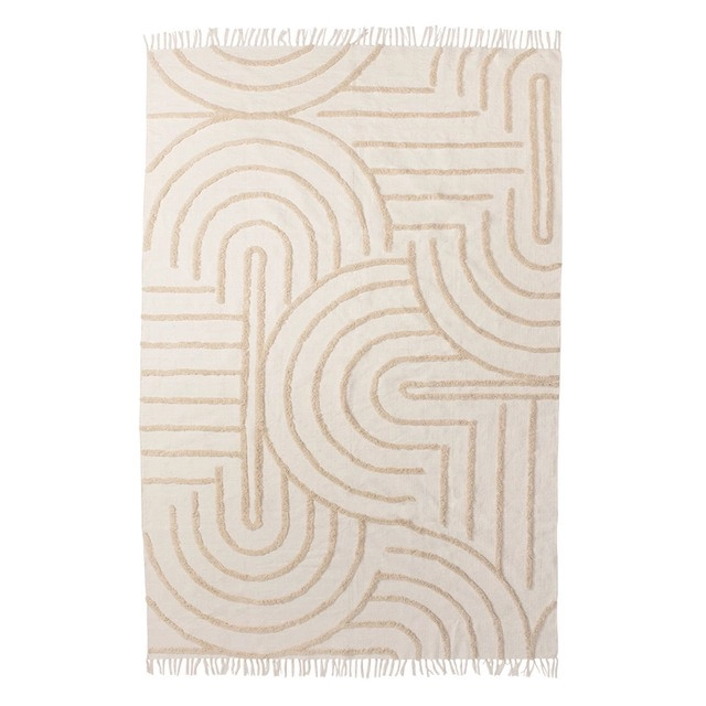 Farrah White Geometric Tufted Cotton Rug by Habitat