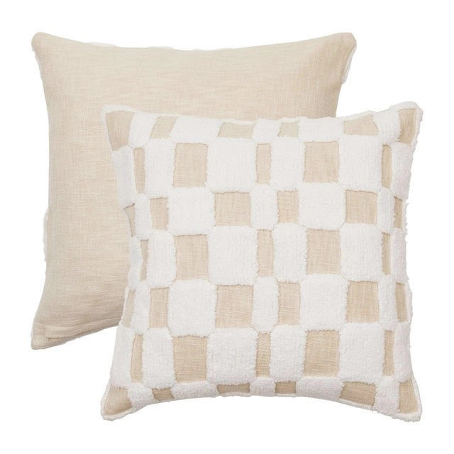 Kova Check Tufted Large Square Cushion by M.U.S.E.