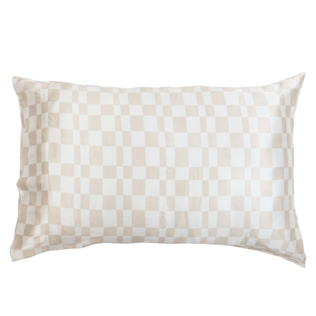 Kova Checker Mulberry Silk Printed Pillowcase by M.U.S.E.