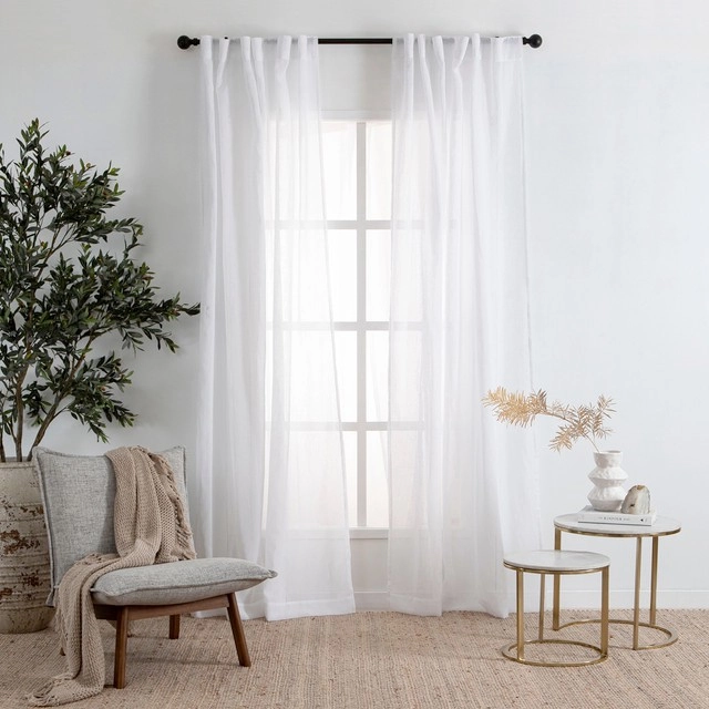 Marina Sheer White Curtain Pair by Habitat