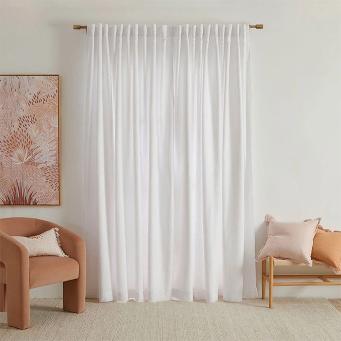 Aspen White Triple Weave Room Darkening Curtains by Habitat