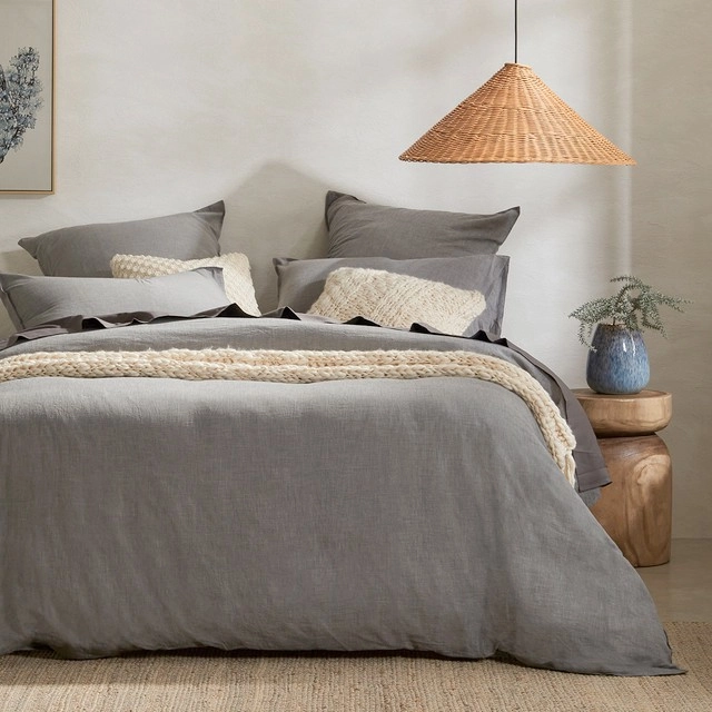 Java Charcoal Washed Quilt Cover Set by Habitat