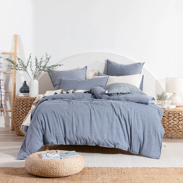 Java Light Blue Washed Quilt Cover Set by Habitat