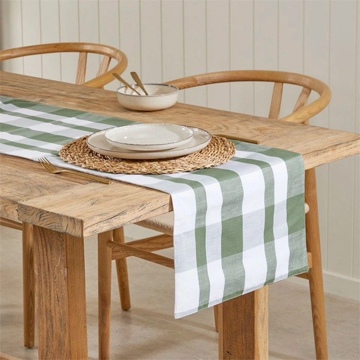 Kova Stripe Check Green Table Linen Range by Habitat