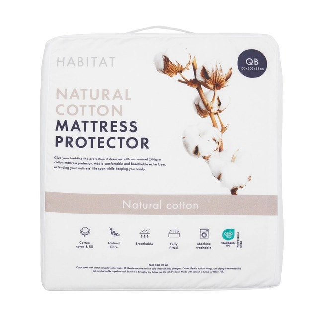 Natural Cotton Fitted Mattress Protector by Habitat