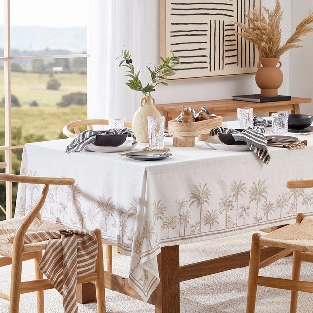 Tahiti Natural/White Table Linen Range by Habitat