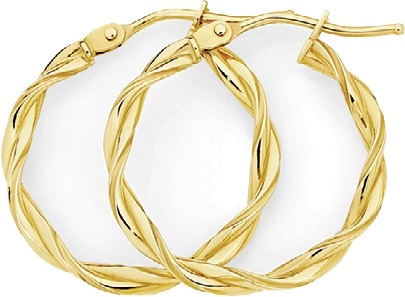 9ct Gold 15mm Entwined Twist Hoop Earrings