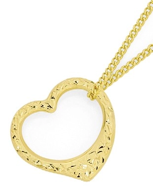 9ct Gold 16mm Floating Heart Pendant