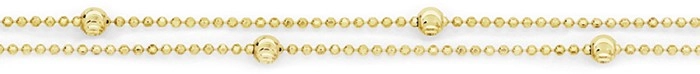 9ct Gold 19cm Double Stand Diamond Cut Bead Bracelet